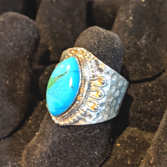 AZ Mohave Turquoise .925 Silver Ring size 9 - Picture 2 of 7